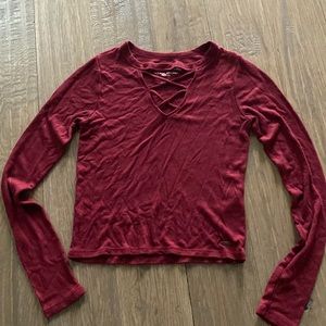 Hollister burgundy long sleeve